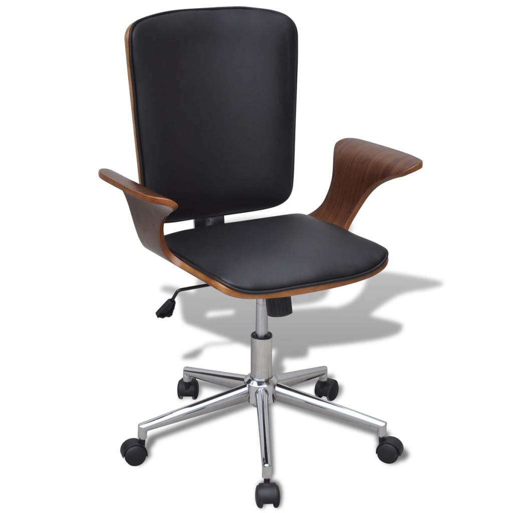 Office chair swivel bent wood and imitation leather