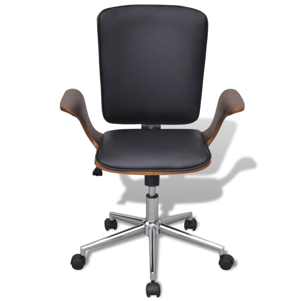 Office chair swivel bent wood and imitation leather