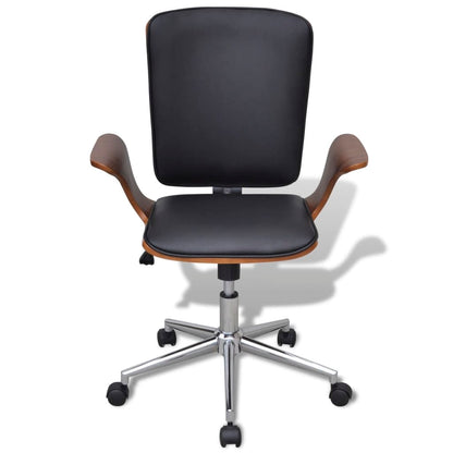Office chair swivel bent wood and imitation leather