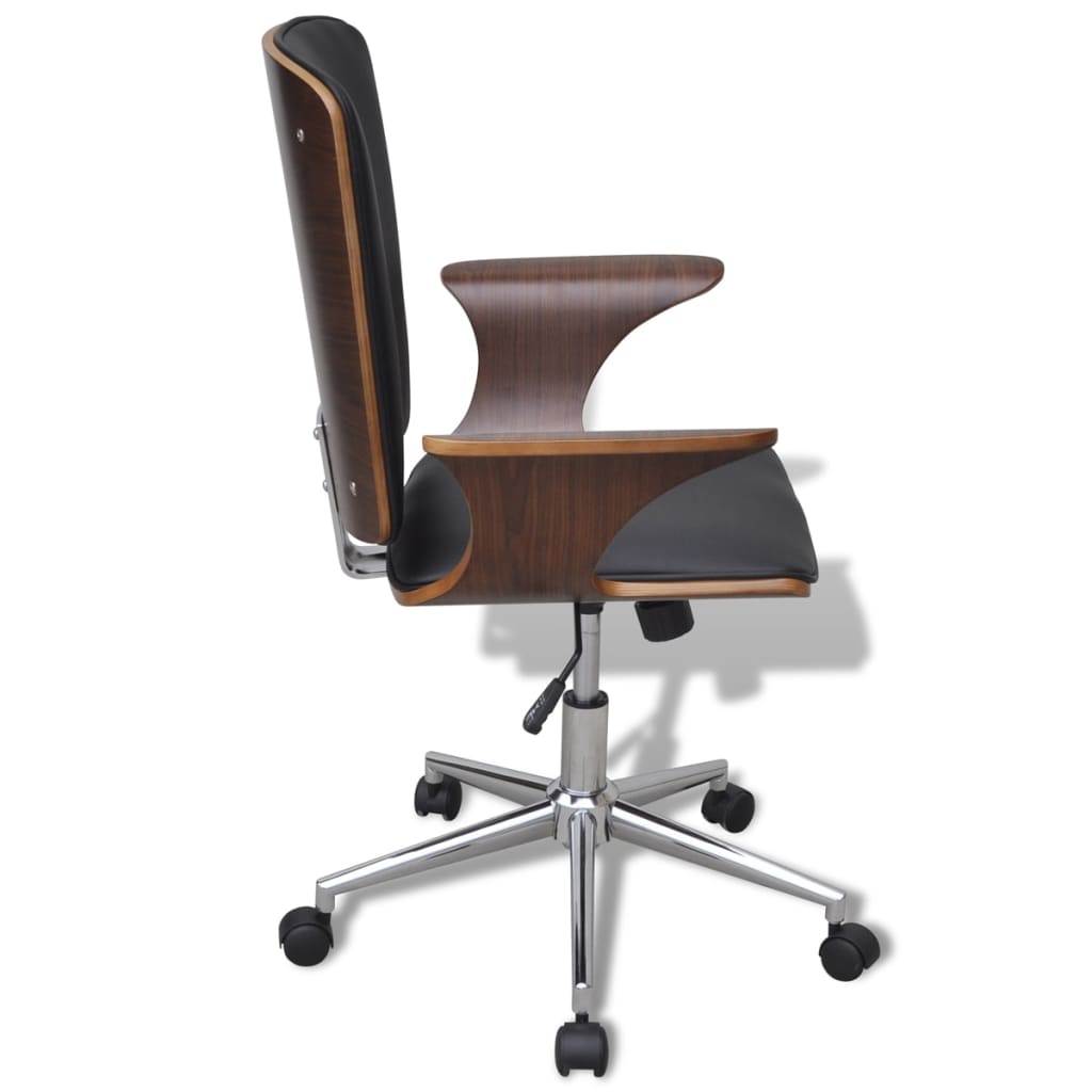 Office chair swivel bent wood and imitation leather