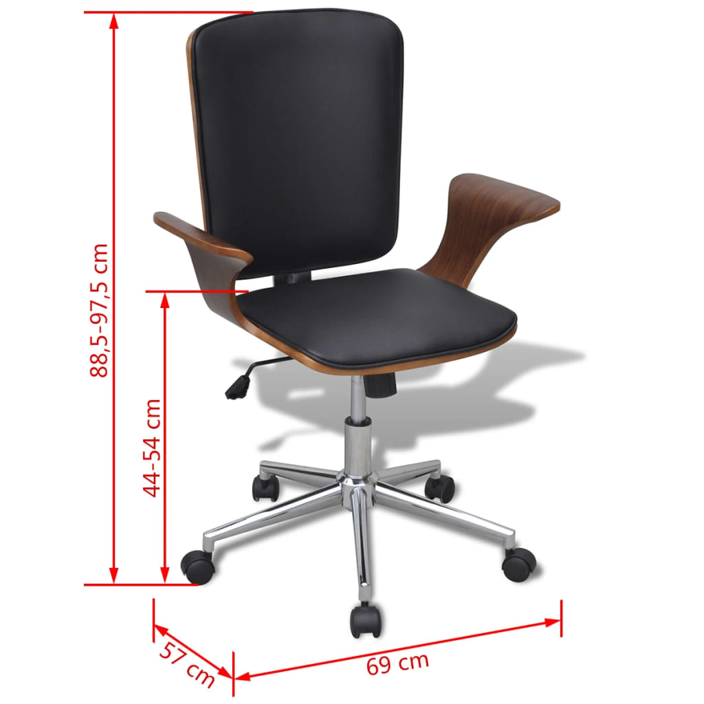 Office chair swivel bent wood and imitation leather