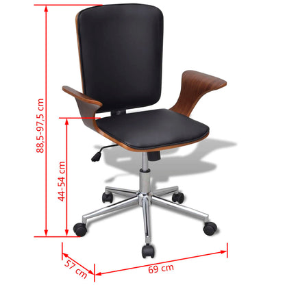 Office chair swivel bent wood and imitation leather
