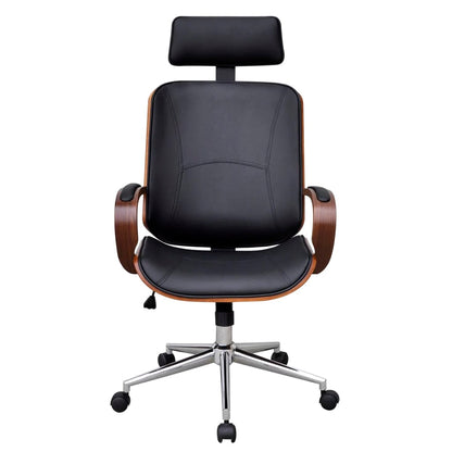 Office chair swivel with headrest bent wood and imitation leather
