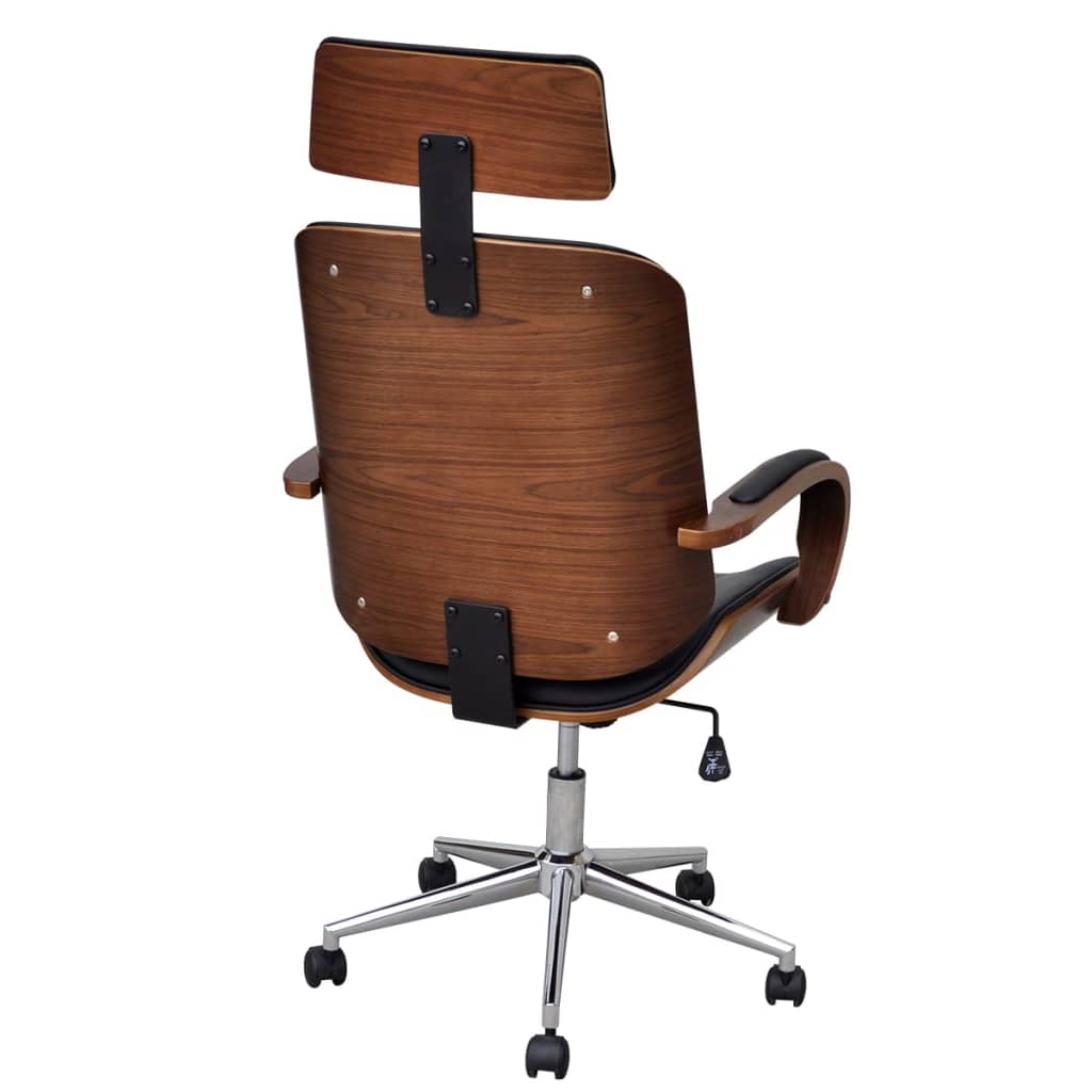 Office chair swivel with headrest bent wood and imitation leather