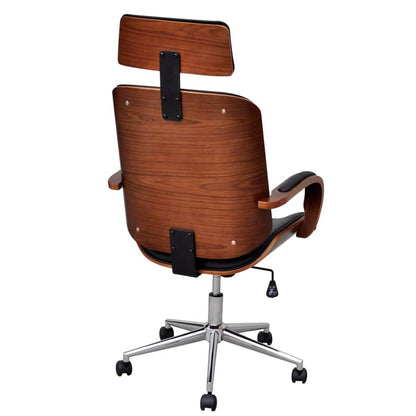 Office chair swivel with headrest bent wood and imitation leather