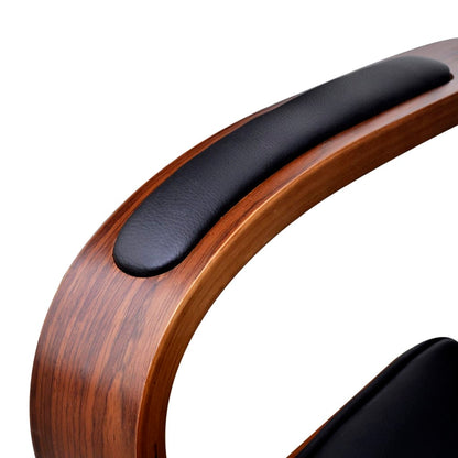 Office chair swivel with headrest bent wood and imitation leather