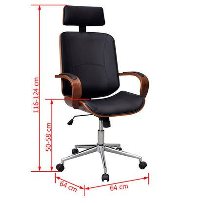 Office chair swivel with headrest bent wood and imitation leather