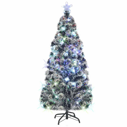 Voorverlichte kerstboom met standaard en LED 150 cm glasvezel