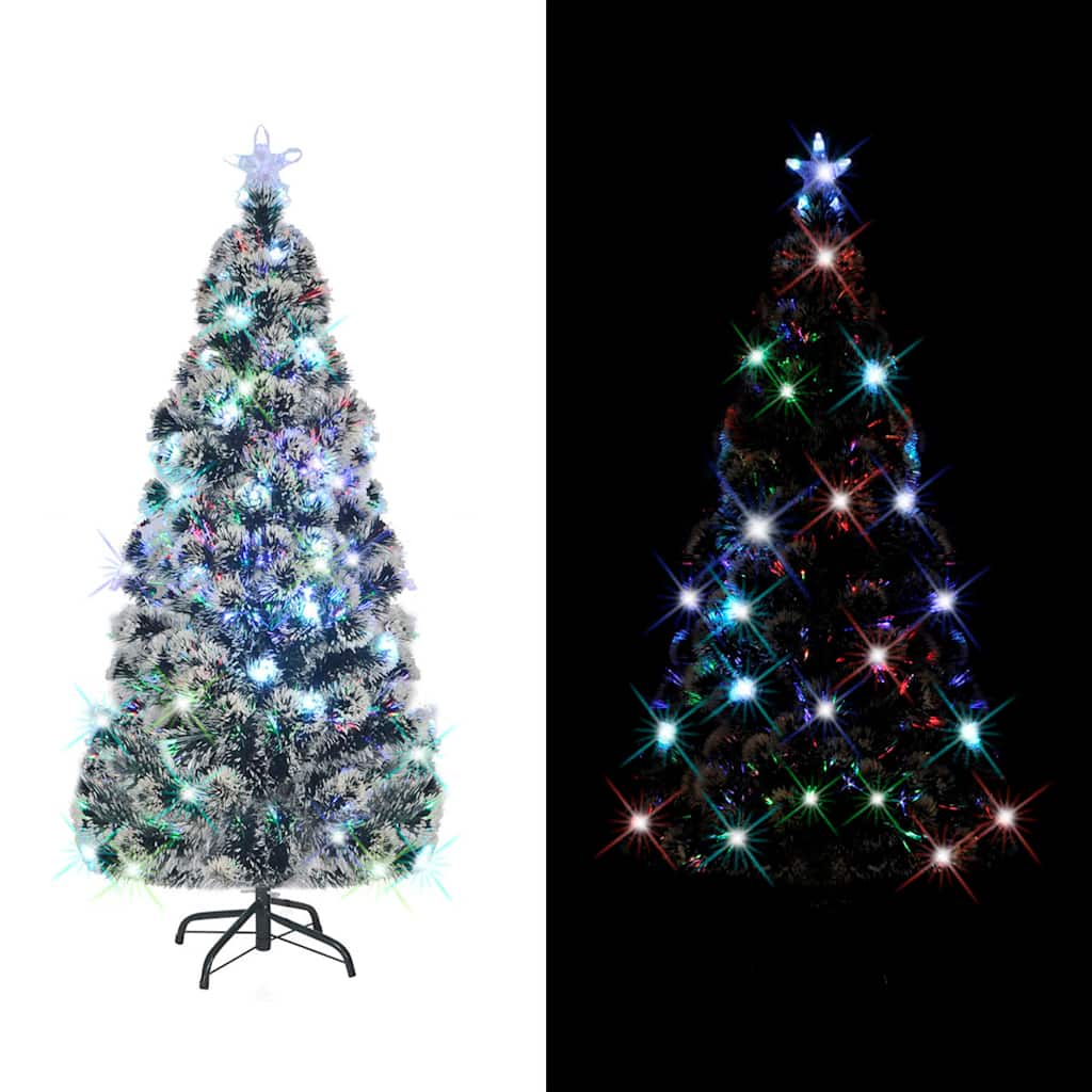 Voorverlichte kerstboom met standaard en LED 150 cm glasvezel