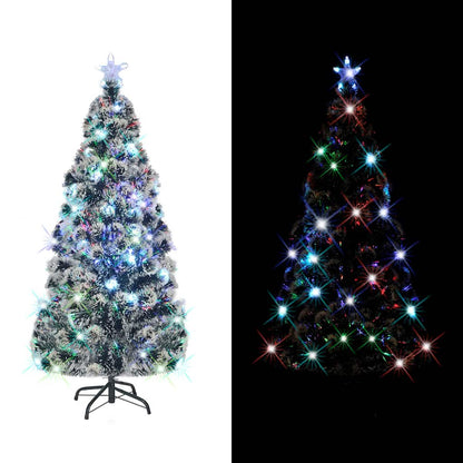 Voorverlichte kerstboom met standaard en LED 150 cm glasvezel