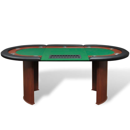 Poker table for 10 people with dealer box and chip tray green