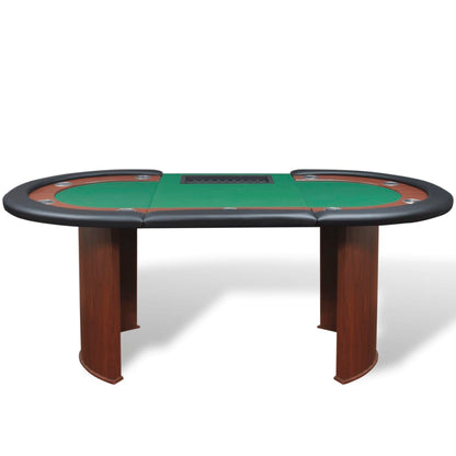 Poker table for 10 people with dealer box and chip tray green