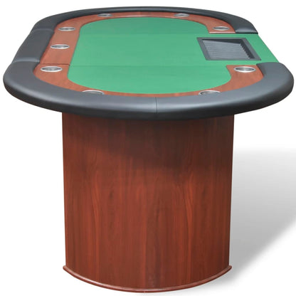 Poker table for 10 people with dealer box and chip tray green