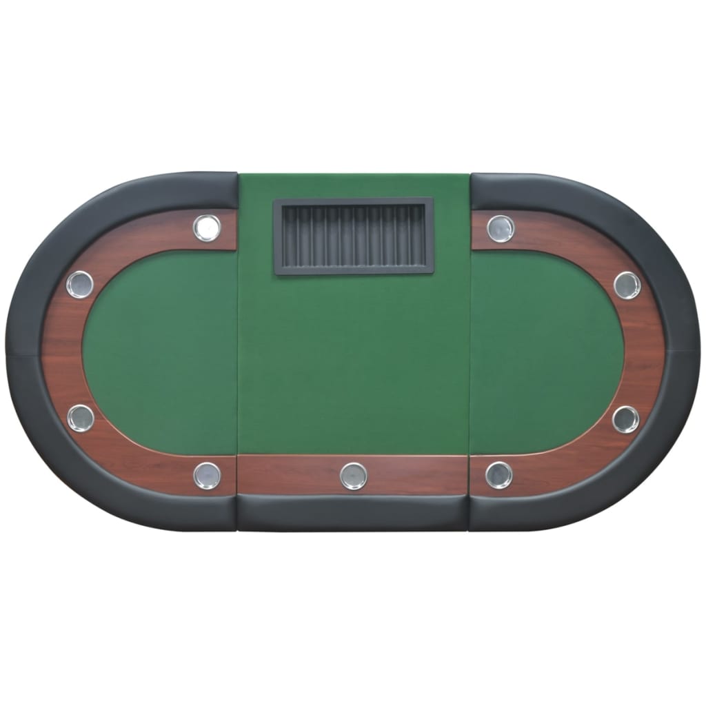 Poker table for 10 people with dealer box and chip tray green
