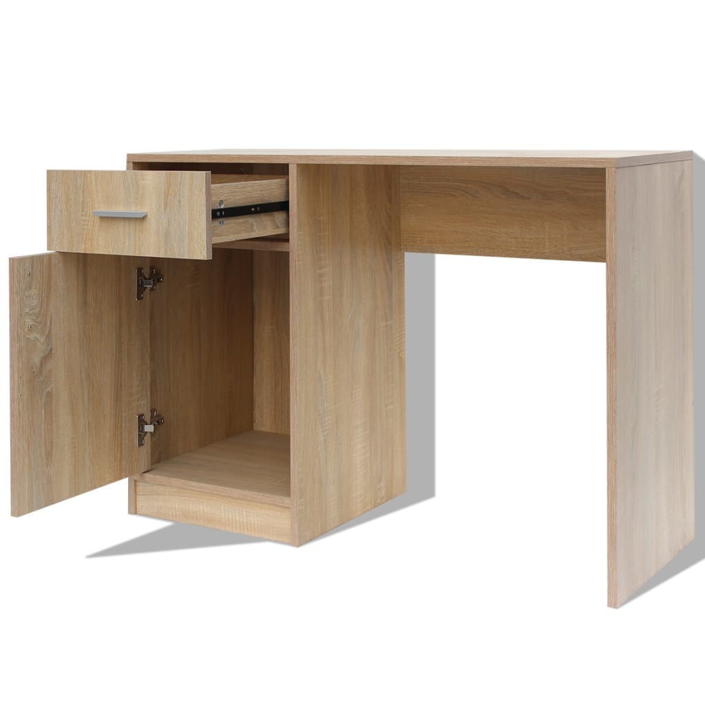 Bureau met lade en kastje 100x40x73 cm eiken
