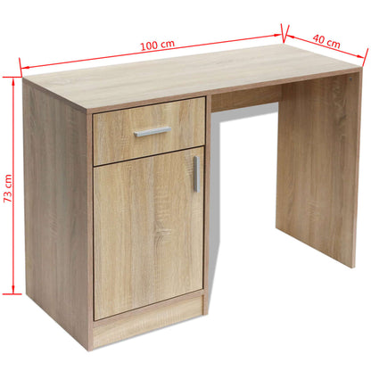 Bureau met lade en kastje 100x40x73 cm eiken