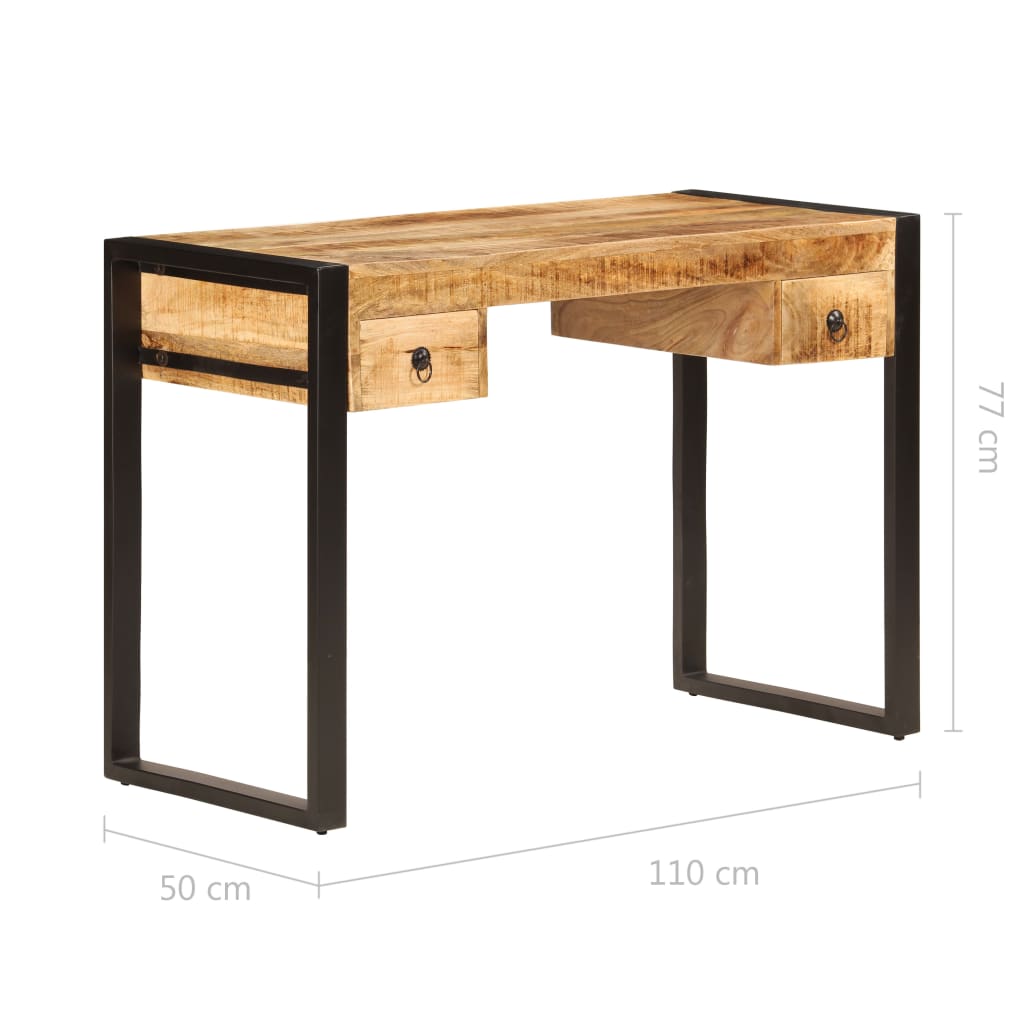 Bureau met 2 lades 110x50x77 cm massief mangohout