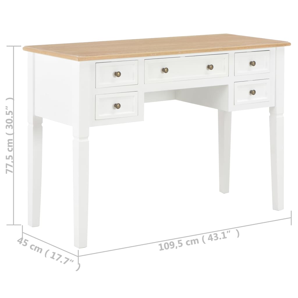 Writing desk 109.5x45x77.5 cm wood white