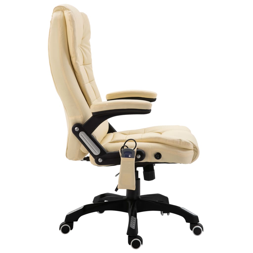 Massage office chair artificial leather cream
