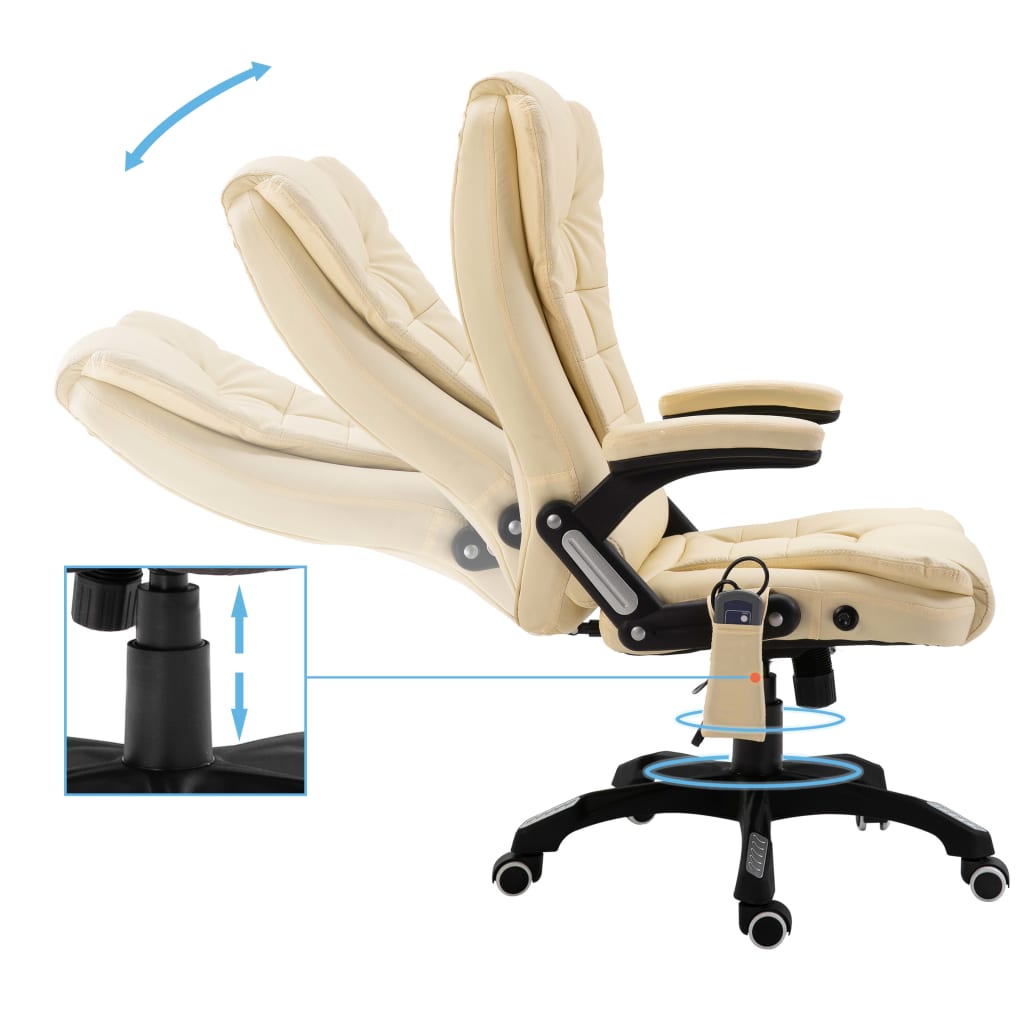 Massage office chair artificial leather cream