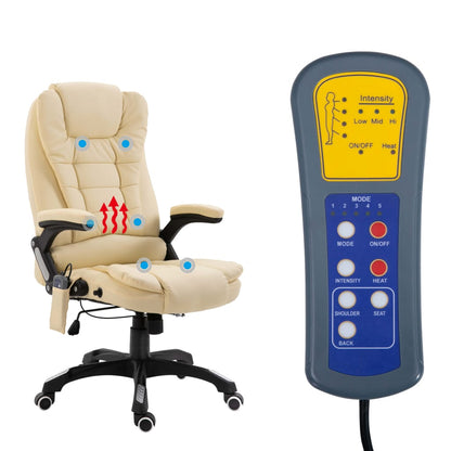 Massage office chair artificial leather cream
