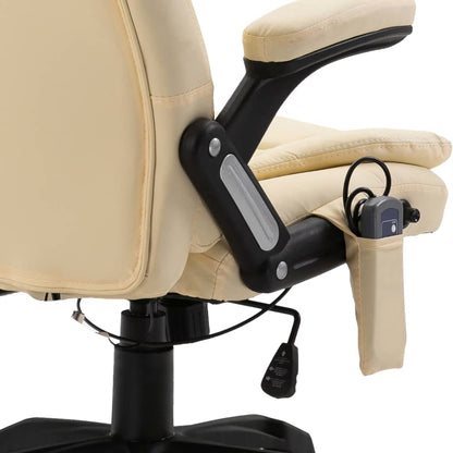 Massage office chair artificial leather cream