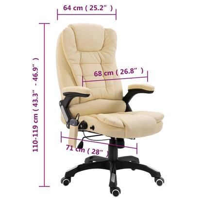 Massage office chair artificial leather cream