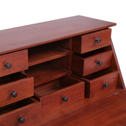 Secretary 78x42x103 cm solid mahogany wood brown