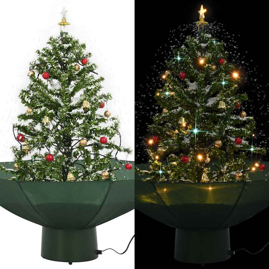 Kerstboom sneeuwend met paraplubasis 75 cm groen