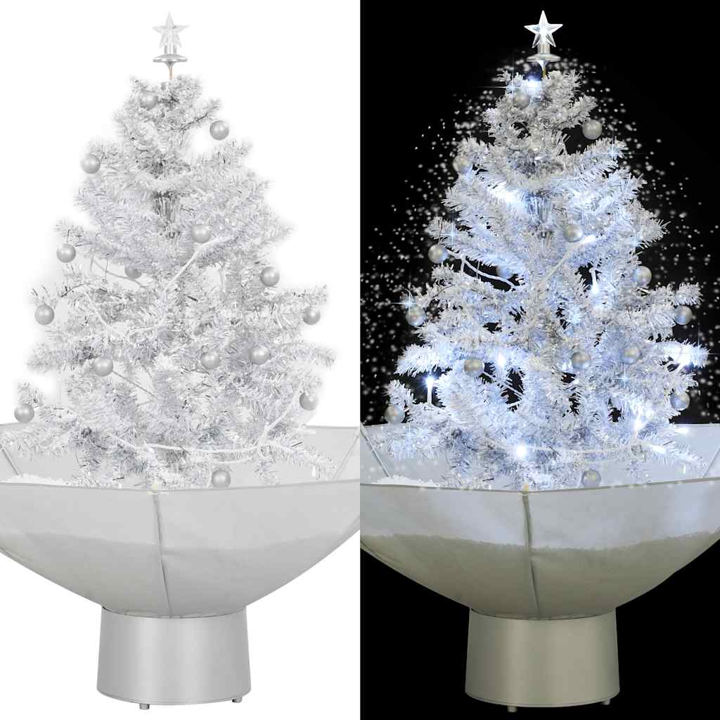 Kerstboom sneeuwend met paraplubasis 75 cm wit