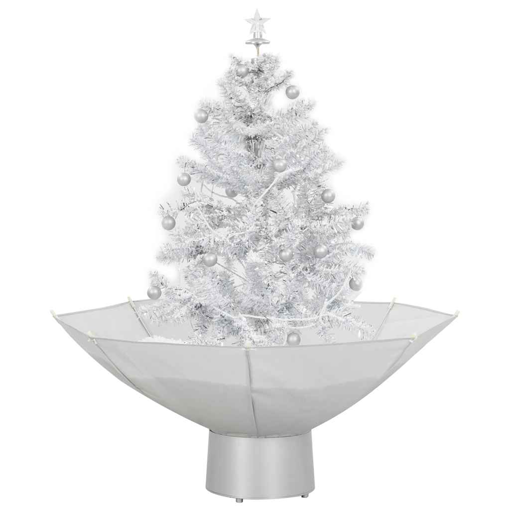 Kerstboom sneeuwend met paraplubasis 75 cm wit