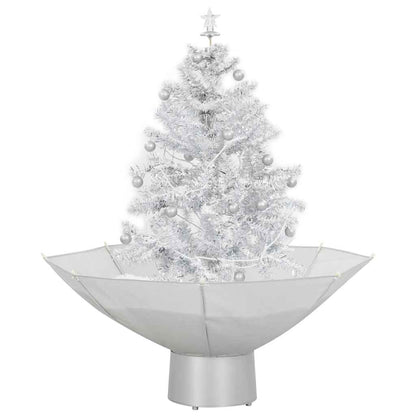 Kerstboom sneeuwend met paraplubasis 75 cm wit