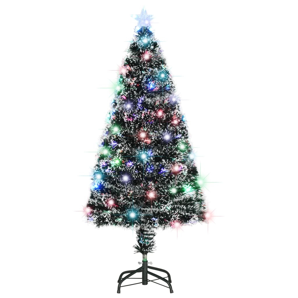 Voorverlichte kerstboom met standaard en LED 120 cm glasvezel