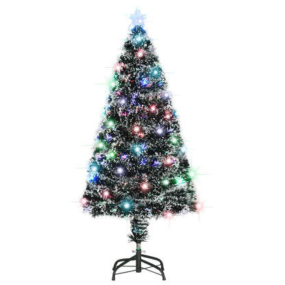 Voorverlichte kerstboom met standaard en LED 120 cm glasvezel