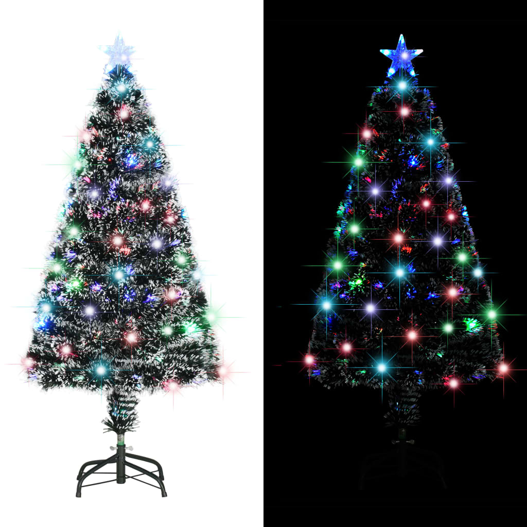 Voorverlichte kerstboom met standaard en LED 120 cm glasvezel