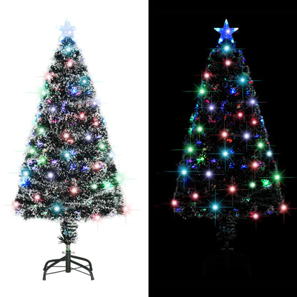 Voorverlichte kerstboom met standaard en LED 120 cm glasvezel