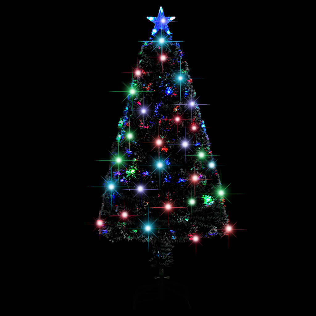 Voorverlichte kerstboom met standaard en LED 120 cm glasvezel