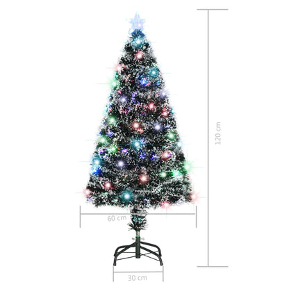Voorverlichte kerstboom met standaard en LED 120 cm glasvezel