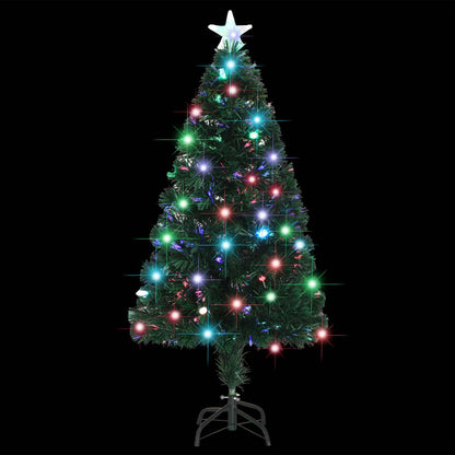 Voorverlichte kerstboom met standaard en LED 120 cm glasvezel