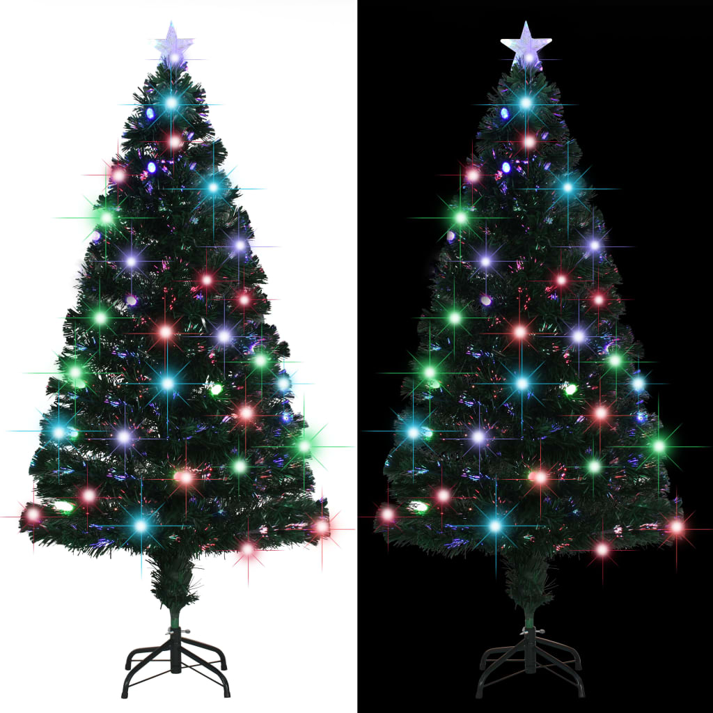 Voorverlichte kerstboom met standaard en LED 150 cm glasvezel