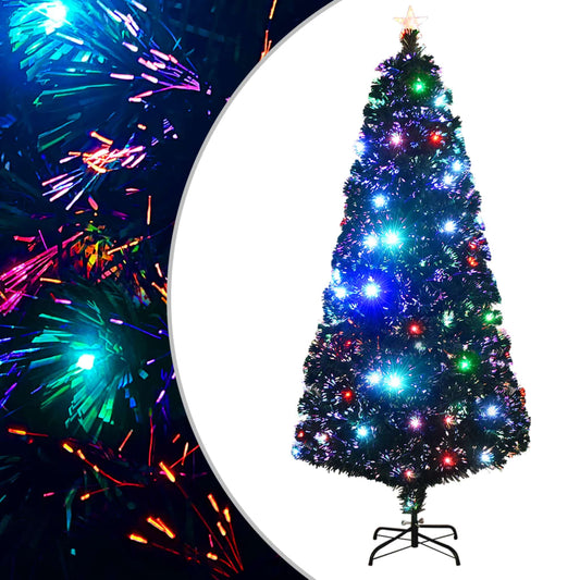 Voorverlichte kerstboom met standaard en LED 180 cm glasvezel