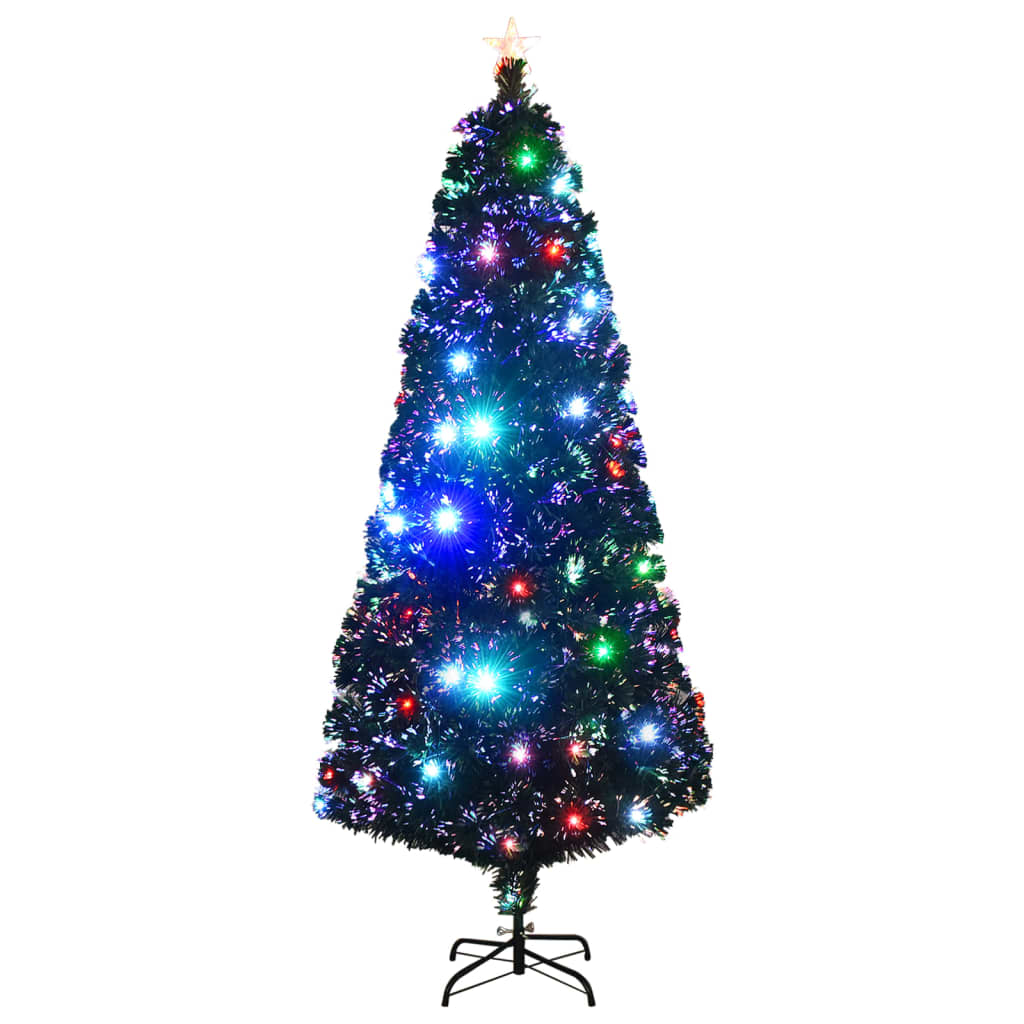 Voorverlichte kerstboom met standaard en LED 210 cm glasvezel