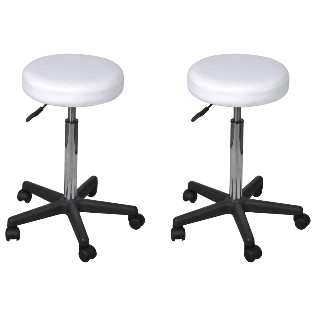 Office stools 2 pcs 35.5x84 cm artificial leather white