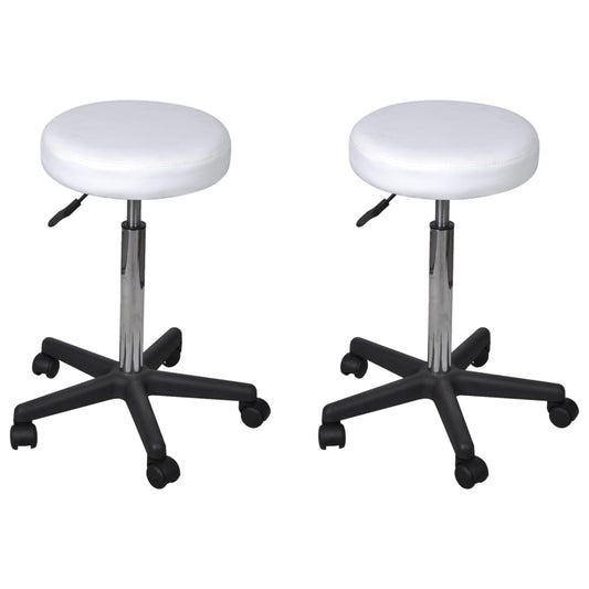Office stools 2 pcs 35.5x84 cm artificial leather white