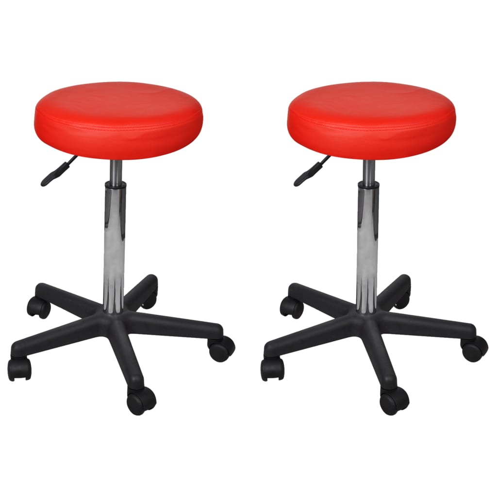 Office stools 2 pcs 35.5x84 cm artificial leather red