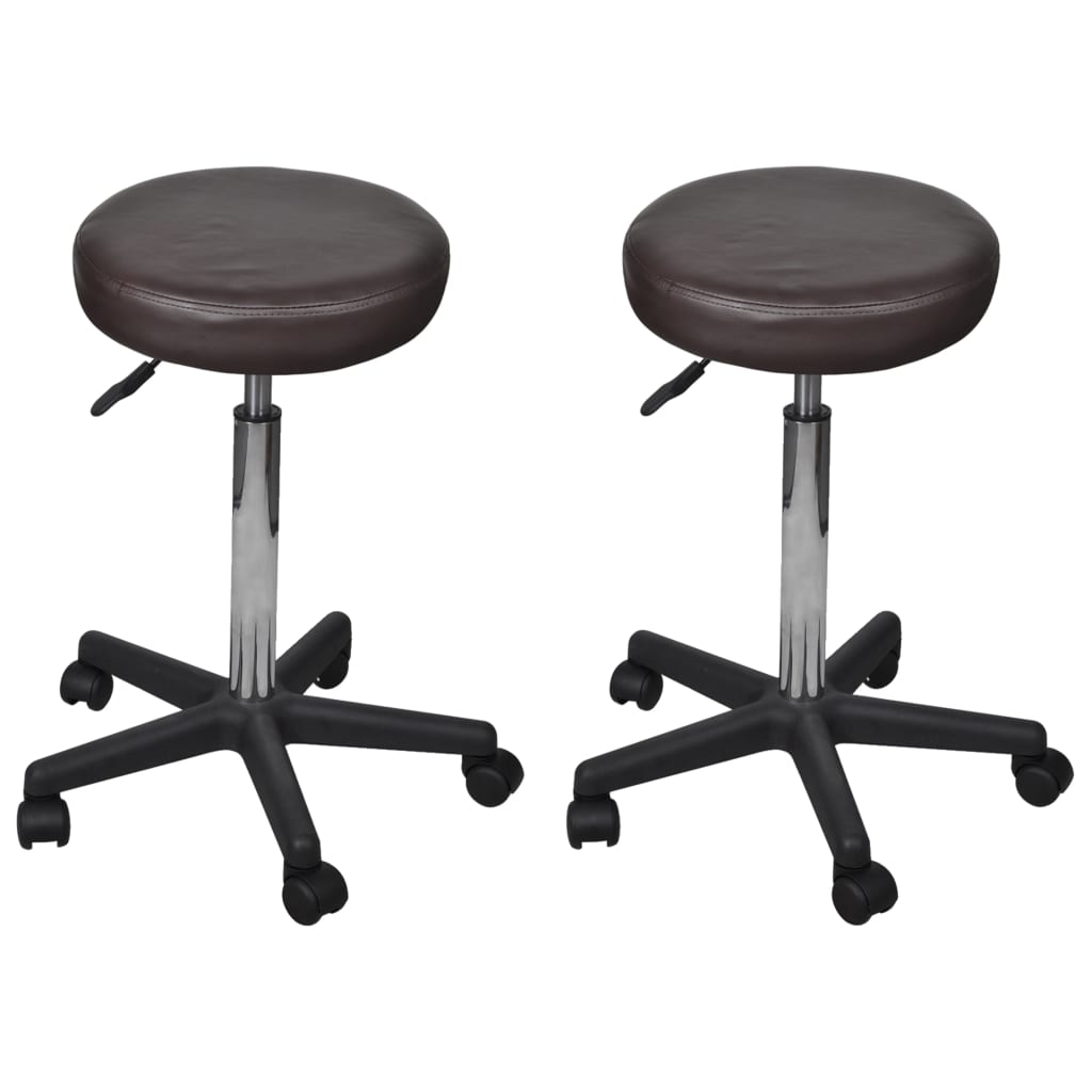 Office stools 2 pcs 35.5x84 cm imitation leather brown