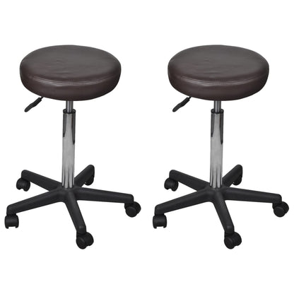 Office stools 2 pcs 35.5x84 cm imitation leather brown