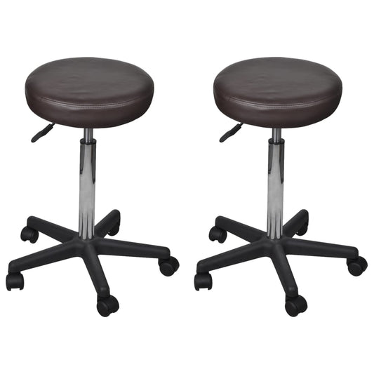 Office stools 2 pcs 35.5x84 cm imitation leather brown
