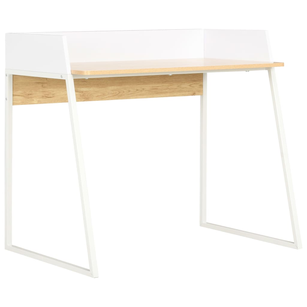 Desk 90x60x88 cm white and oak colored