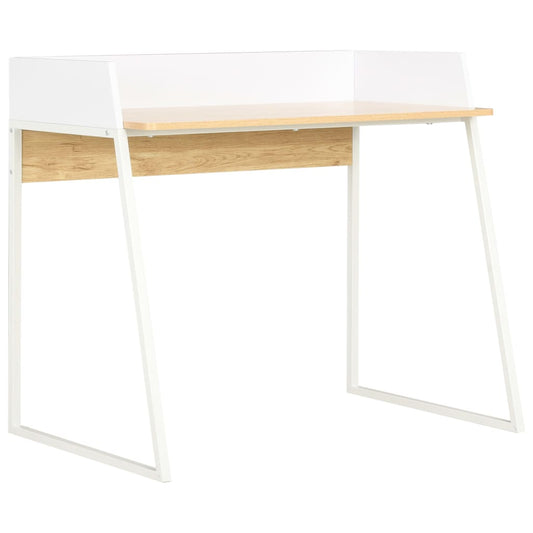 Desk 90x60x88 cm white and oak colored